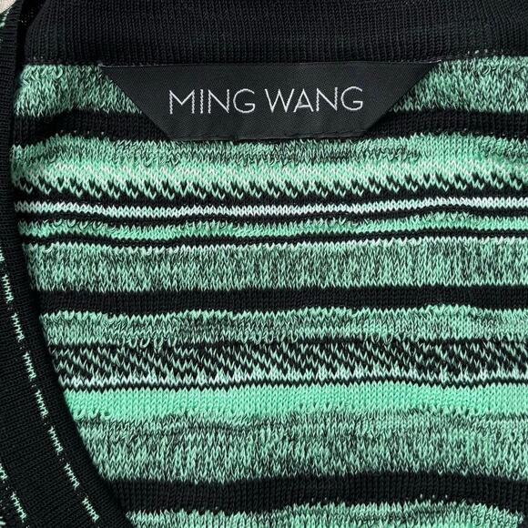 Ming Wang Size XL Longline Cardigan Sweater Green Black Knit - Picture 3 of 5